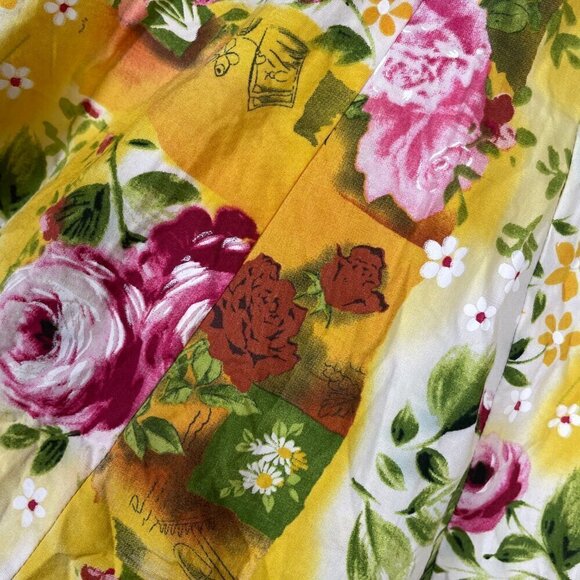 Lapis Women's Yellow Summer Floral Midi Skirt Medium Cotton Blend! - Picture 2 of 5